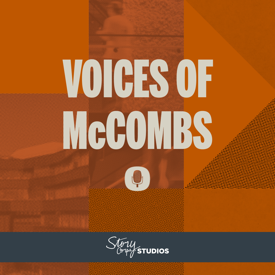 Voices of McCombs title card graphic
