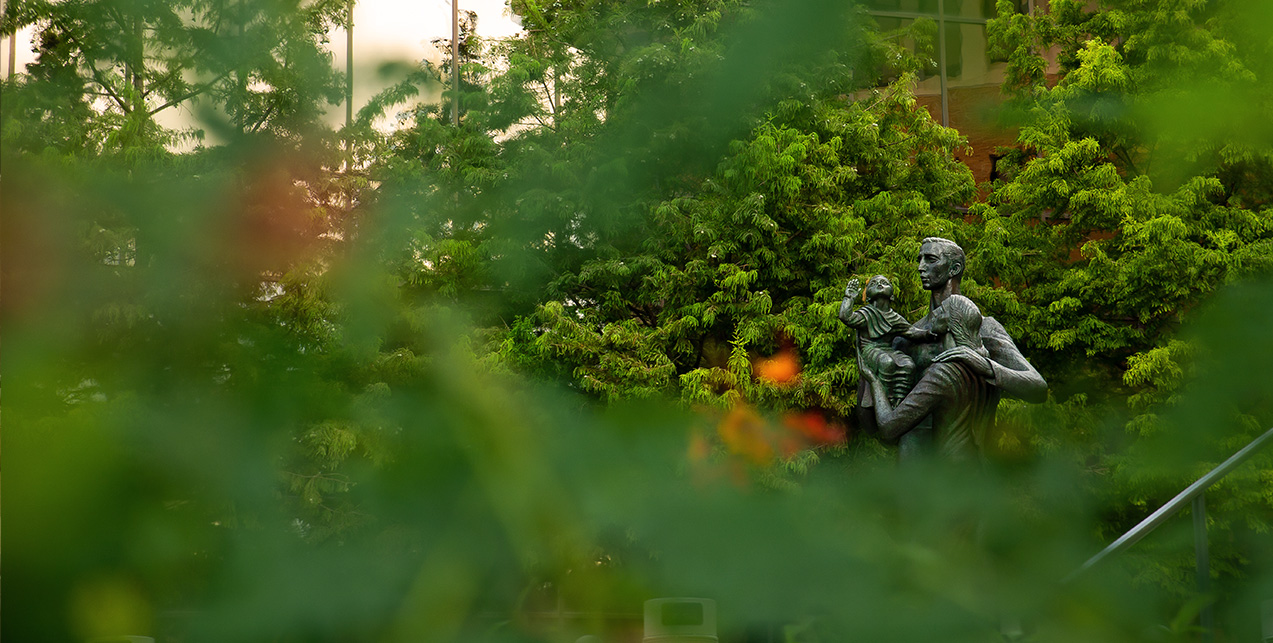 Family Statue in front of GSB