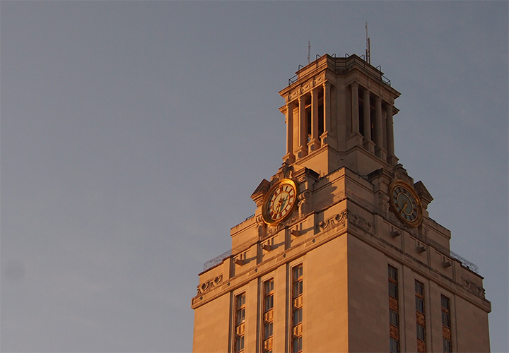 close up of the UT tower