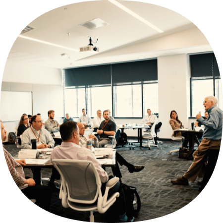 Classroom full of professionals learning